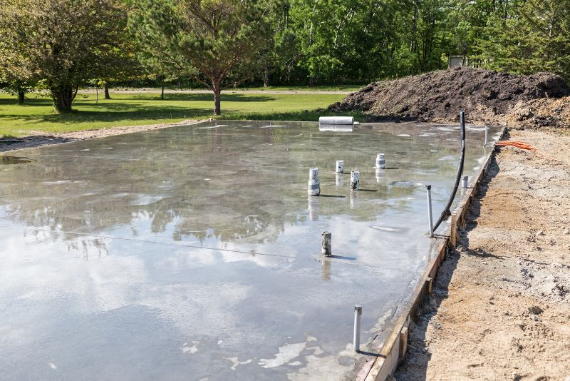 concrete slab poured and left to set and dry