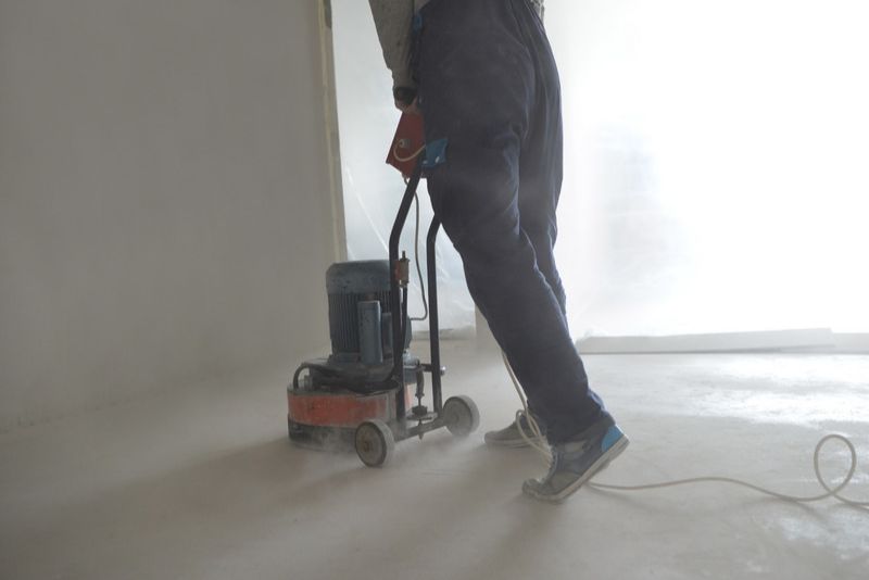 worker polishing concrete floor
