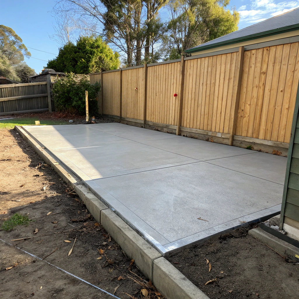 concrete shed slab surface drainage fall Bendigo