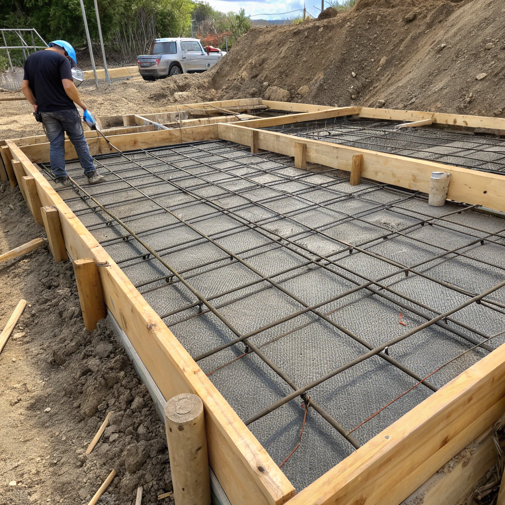 steel mesh reinforcement laid inside formwork shed slab Bendigo