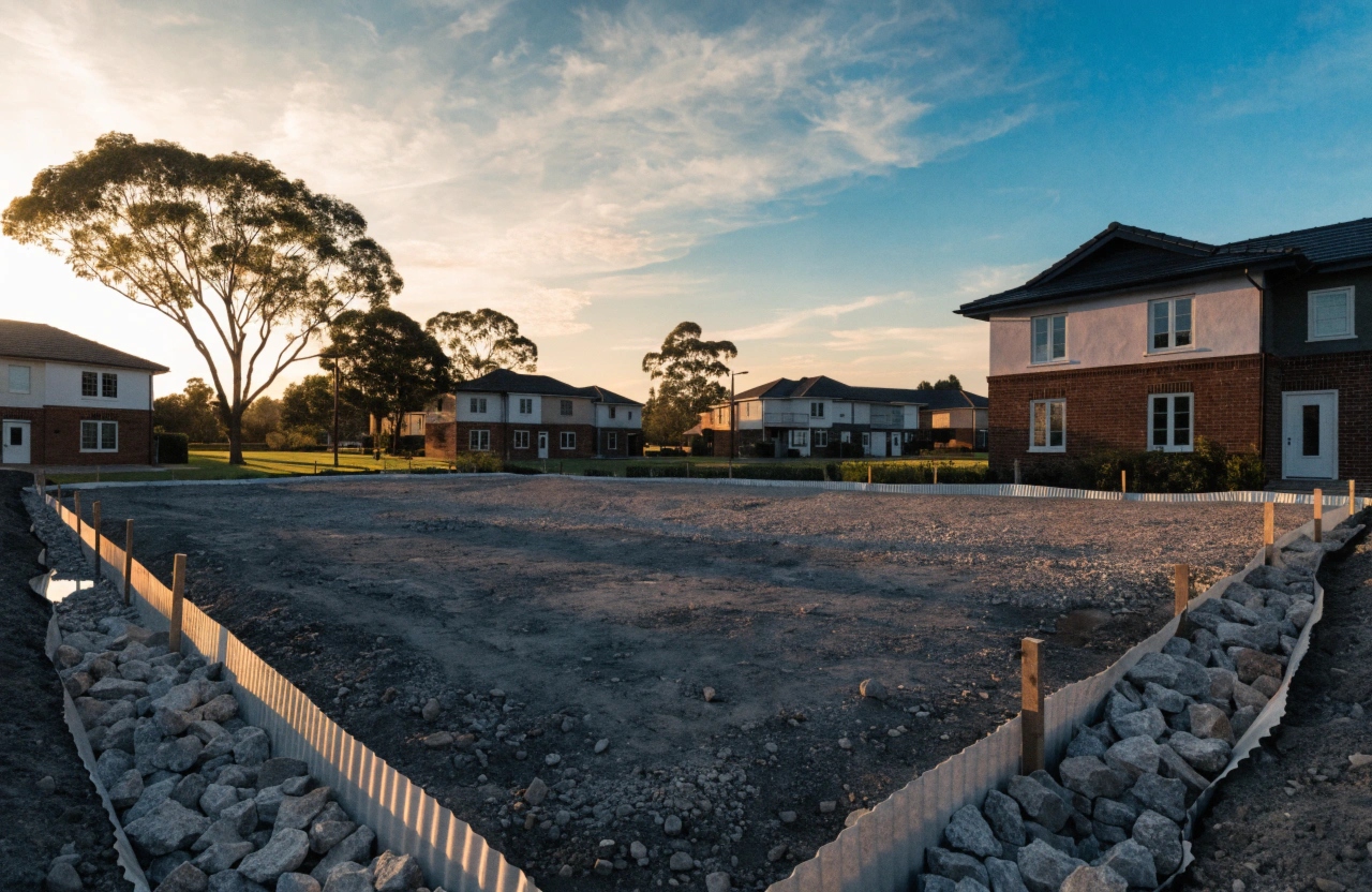 Completed site preparation with drainage management ready for construction in Bendigo