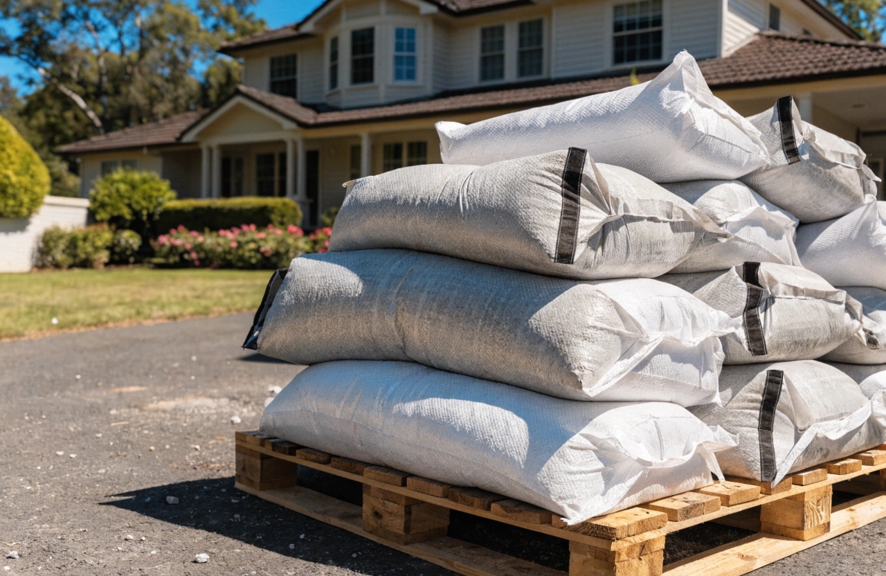 Bulk premix concrete bags delivered to a residential property in Bendigo