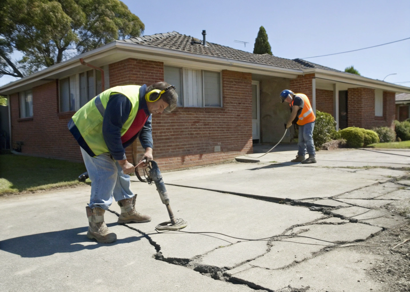 driveway removal Bendigo crew breaking up old concrete slab